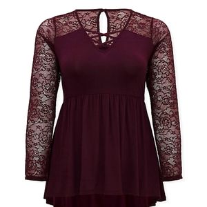TORRID - SUPER SOFT & LACE GRAPE PURPLE LATTICE BABYDOLL TOP - Size 00X - NWT